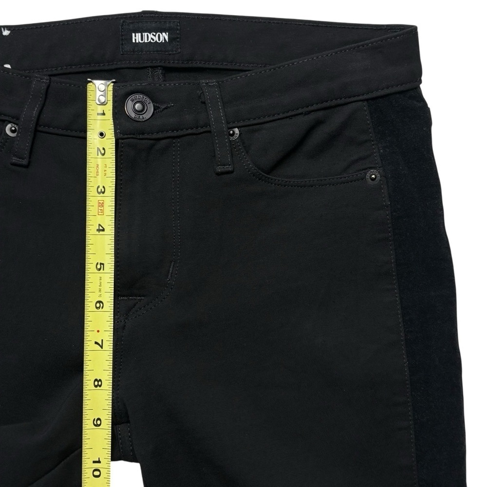 Hudson Amory Super Skinny Black Ankle Jeans Size 27 Velvet Contrast Stripes - Picture 8 of 13
